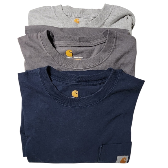 Carhartt Lot x 3 Original Fit Long Sleeve Crewneck Pocket Large - Picture 13 of 13